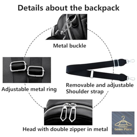 Small PU Leather Backpack Purse for Women, 3-in-1 Convertible Handbag Daypack main image 6